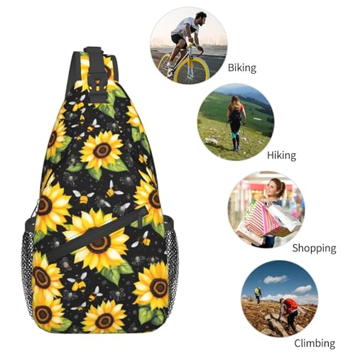 Bolso tipo bandolera con estampado de abejas y girasoles miniatura 6