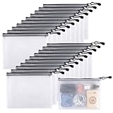 Klmnop 34 Pack Swimsuit Bags, 9.25 x 7 Inch Resealable Plastic Zipper Bags with 48 Pcs Labels for Swimsuit, Bathing Suit, Bikini Storage(Clear)