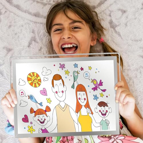 Image of Amazon Brand - Solimo Mini Dry Erase Double-Sided White Board with 360 Rotating Adjustable Stand | Aluminium Frame | Accessories Included | Portable (25 x 25 cm)