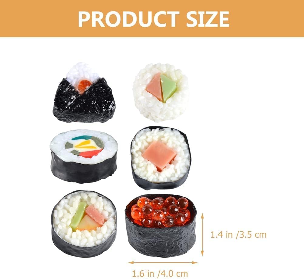 6 Pcs Fake Sushi Realistic Food Model - Artificial Lifelike Simulated Rice Balls Dessert & Rice Roll Decoration for Kitchen Display, Home Decor, Photography Props, Party Shops