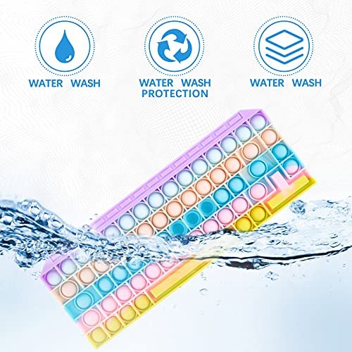 Push Toy Pop Bubble Fidget Sensory Toys Push It Pop Fidget Toys Rainbow Keyboard Shape, Pop Silicone Popper Toy Anxiety Stress Reliever Relief Autism Learning Materials Game Gift For Kids (Macaron) #TOP4
