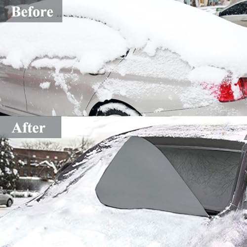 Image of Big Hippo Rear Windshield Snow Cover All Weather Back Window Frost Cover 600D Oxford Car Rear Windshield Cover Winter Car Accessories Fits Sedan SUV Van Truck, Gray（57.1 inchx 35.4 inch）