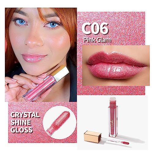 Oulac Pink Shimmer Liquid Lipstick High-Shine Glitter Lip Gloss for Women Shimmer Non-Sticky Glossy Finish Liquid Lipstick Hydrating Lip Gloss Fuller-looking Lip Makeup Vegan & Cruelty-Free 06 - Image 2