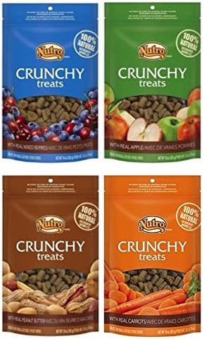 Nutro All Natural Crunchy Training Treats for Dogs 4 Flavor Variety Bundle: (1) Peanut Butter, (1) Mixed Berries, (1) Carrot and (1)…