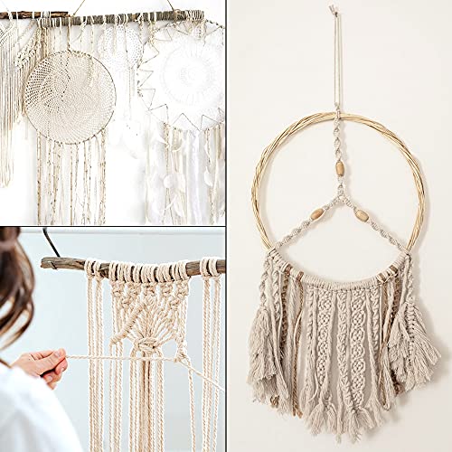 Macrame Kits For Adults Beginners,Diy Macrame Kit,Macrame Plant Hanger Kit,Macrame Craft Kit 3Mmx165Yards Cotton Macrame Cord Wooden Beads,Wooden Rings,Wooden Sticks,Metal Rings (3Mm X 165Yards) #TOP4