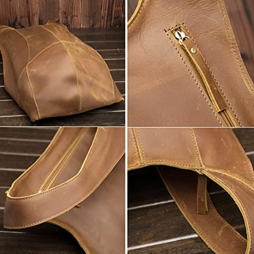 Mochila de cuero grande para mujer, marrón miniatura 4