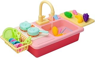 KOMBIUDA 1 Conjunto De Brinquedos Para Lava-Louças Pratos De Plástico E Pia Brinquedos Para Lavar Louça Acessórios Para Pia Pia Secadora De Pratos Kidcraft Playset Brinquedo Para