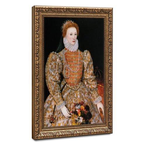 Portrait Reine Elizabeth II Impression Toile Cadre Suspendu 61x91 cm
