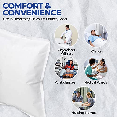 Image of Disposable Pillowcases (Pack of 40) - White, 21 inch x 30 inch (Tissue /Poly) Single-Use Pillow Covers - Medical Paper Supplies -Protects Against Stains and Spills Ambulance Services. Use for Travel