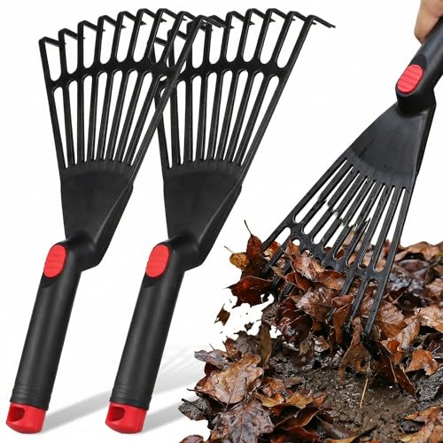 BESPORTBLE 2-Pack Small Hand Rakes - Lightweight Plastic Garden Rakes