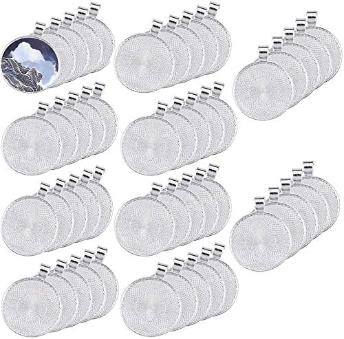 TSKDKIT 50 Pcs Silver Pendant Trays 25mm Round Bezel Pendant Trays for Jewelry Making, Anti-Oxidation Silver Blank Pendant for Craft DIY