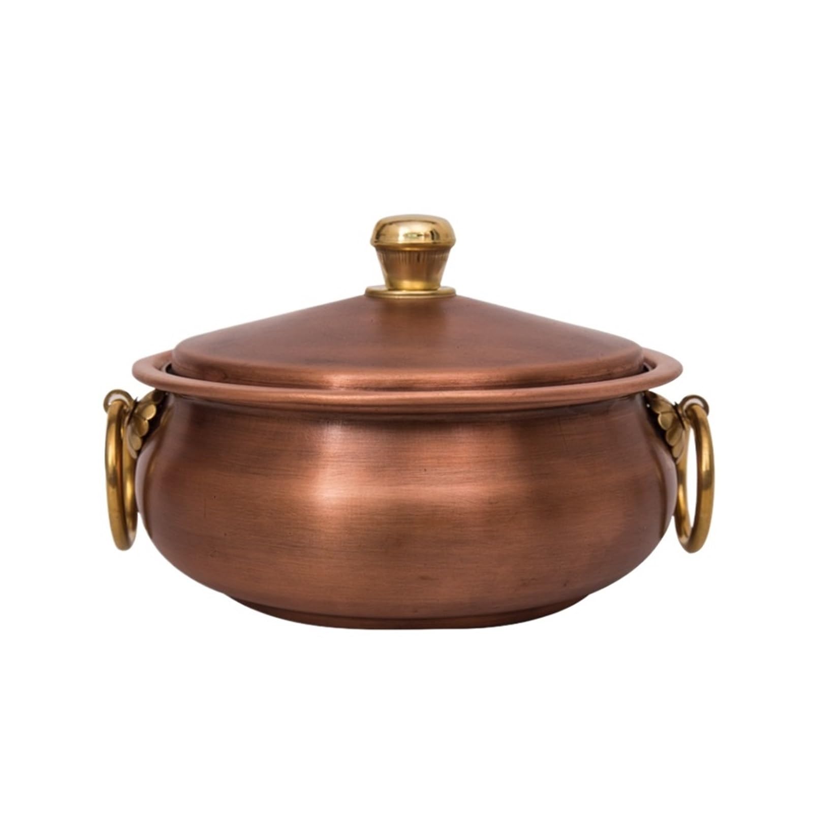 INUUXLG Hotpot for Cooking Style Copper Hot Pot Shabu Pot Cooking Pot with Lid and Handles Traditional Copper Cookware Pan Cooking Pot Kitchenware (Copper 16cm)