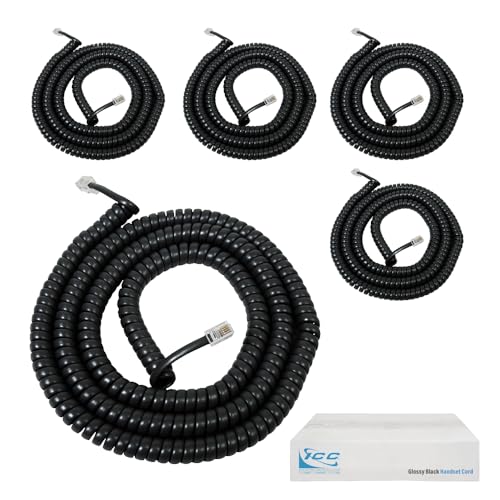 Cordon pour téléphone fixe RJ9 ICC noir de 7,6m pour réparer les câbles de combiné usés