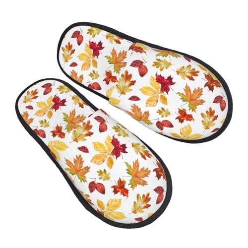 Autumn Leaves Print Women Slippers Home Furry Shoes Keep Men Couples Shoes Warm For Women-2