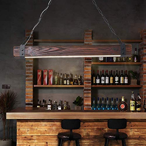 Chandelier vintage en bois avec suspension ajustable pour bar - 6