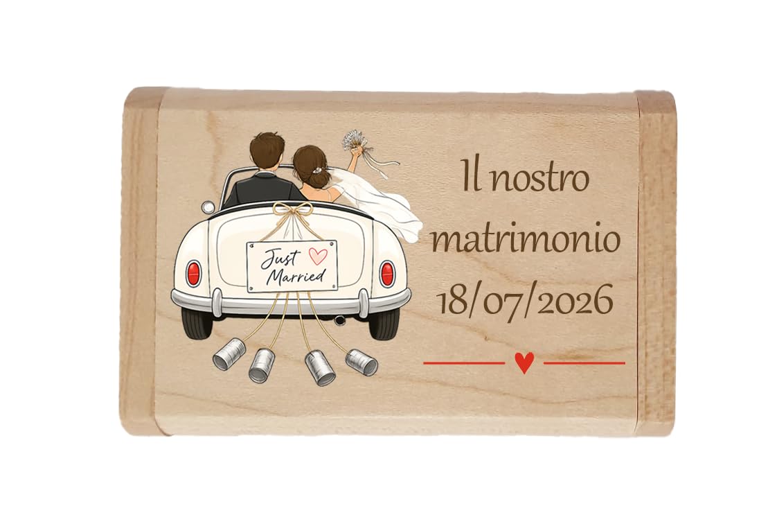 Chiavetta USB In Legno Personalizzata Con Custodia – 16/32/64 GB, Regalo Perfetto Per Battesimo, Comunione E Compleanni
