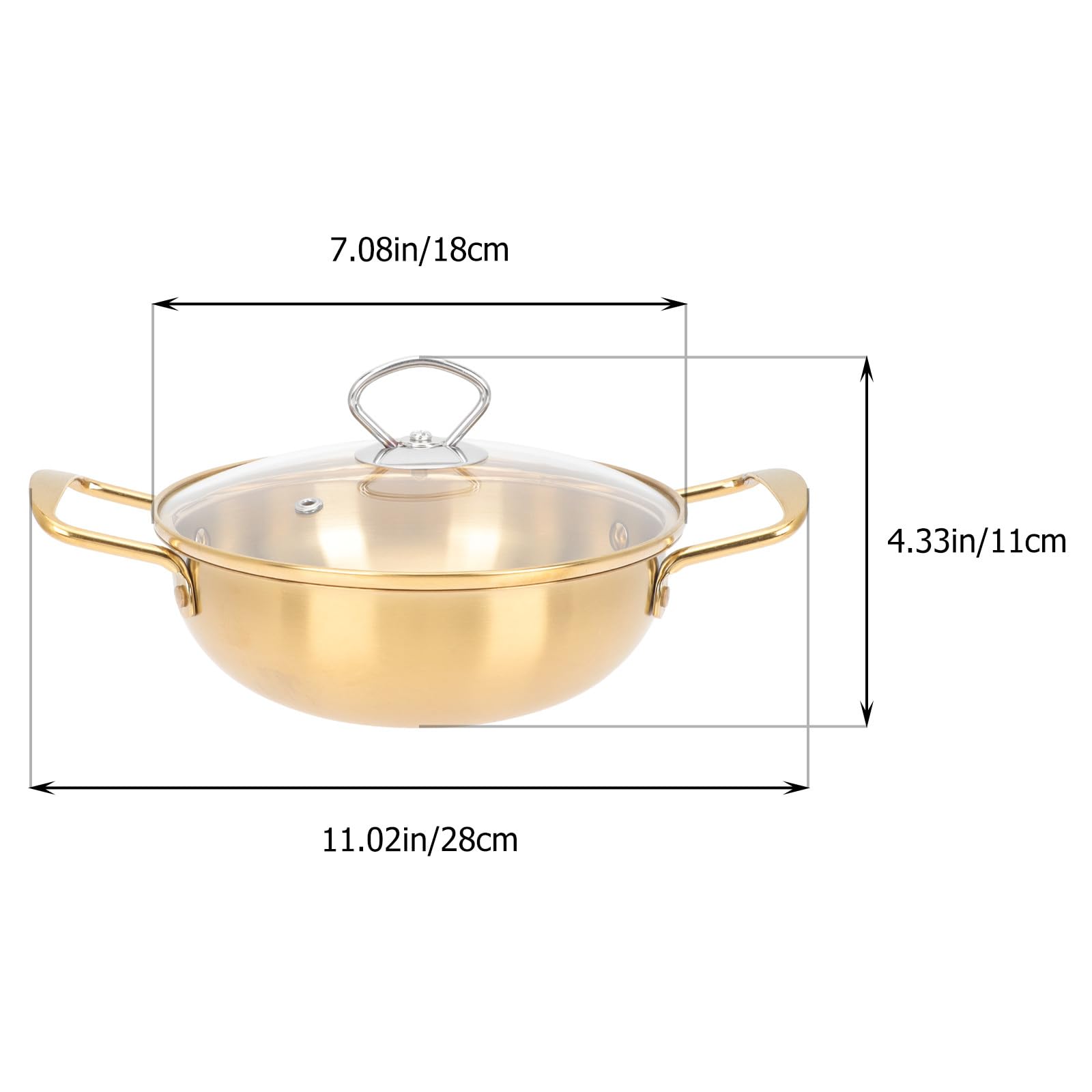 Happyyami Koreanischer Nudel Pot Golden Ramen Ramyun Pot Edelstahl Nudeln Topf Golden Ramen Kochtopf mit Griff Und Deckel für Küchenkochgeschirr 18Cm