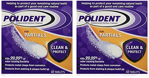 Polident Partials, Antibacterial Denture Cleanser 40 ea (Pack of 2)