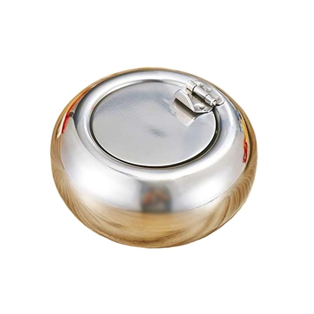 Smoking Accessories Stainless Steel Windproof Ashtrays with Lid,Outdoor Ash Holder Tabletop Ashtray for Car Desk Home office(Silver,Large)
