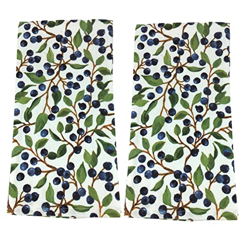 Rex And Rover Blueberry Kitchen Towels Set Vintage Retro Botanical Kitchen Decor. Thick Cotton Terry Dual Purpose Dishtowels #TOP3