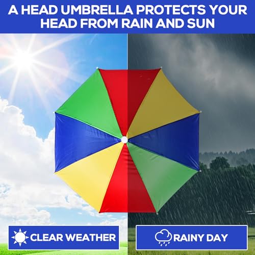 BORDEAG 8 Stück Regenschirm Hüte, Kopf Regenschirm 55cm, Regenschirmhut, Regenhut Angeln Handfrei, Faltbarer, Wasserdicht Schirmhut Für Angeln Strand
