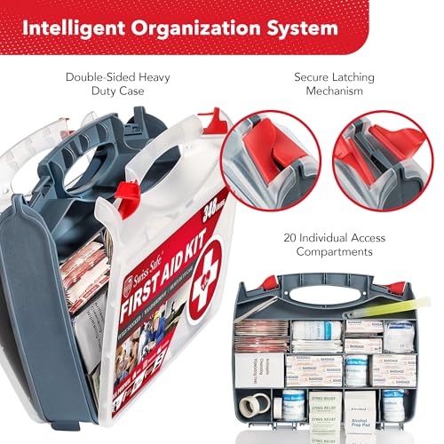 Swiss Safe 2-in-1 First Aid Kit for Car, Travel & Home, Businesses - Bonus Mini Kit for Medical Emergency Aid, Survival, Camping - FSA & HSA Eligible - 348 Pcs, Large Hardcase FAK - Image 6