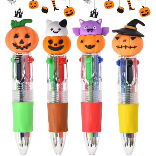 JUGUTA 4 Piezas Mini Bolígrafos Multifunción Fáciles De Escribir, Halloween, Lápices De Colores De Dibujos Animados Para Niños, Mini Lápices De Papelería,Halloween, Calabazas(A)