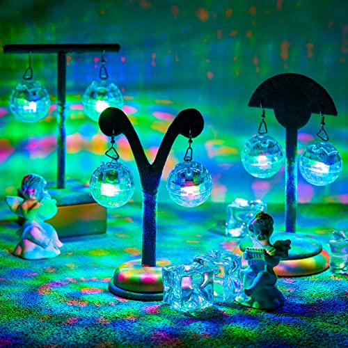 4 Pairs Light Up Disco Ball Earrings Led Light Earrings 60S 70S Earrings For Women Girls Bachelorette Party Dance Party Halloween Costume Accessories (Multicolor, Short) #TOP1