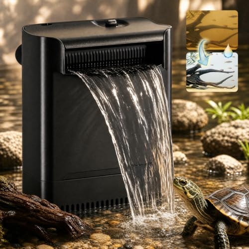 Image of Turtle Tank Filter Aquarium Filter Power Adjustable 20-75 Gal. 290GPH Large 3-Stage w / Resin Filter Media Low Water Level Waterfall for Fresh and Saltwater Fish Tank Reptile Shrimp Frog Yellow Odor