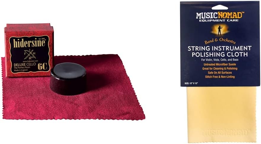 Hidersine VP-036C Series VI Bow Rosin - Cello & MusicNomad String Instrument Premium Microfiber Polishing Cloth (MN731)