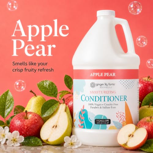 Image of Ginger Lily Farms Botanicals Moisturizing Conditioner for Dry Hair, 100% Vegan & Cruelty-Free, Apple Pear Scent, 1 Gallon (Pack of 4)