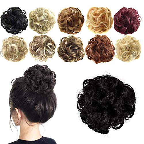 4 Pack Messy Bun Hair Piece Extensions for Women and Girls Messy Donut Updo Chignons Hair Piece for Wedding or Daily wear (Natural Black)