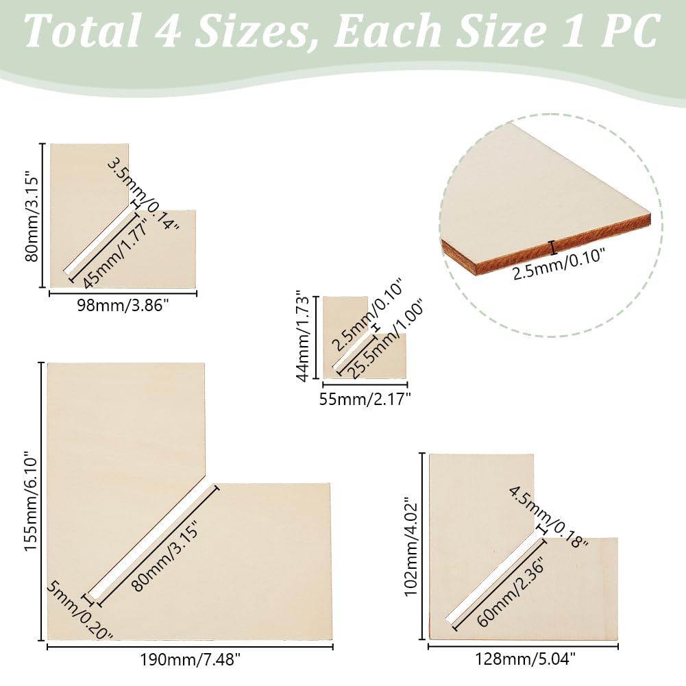 AHANDMAKER 4 Dimensioni Rettifica Maker Templates, Ribbon Bows Making Tool Legno Rettifica Cravatta Tavole Artigianato Strumento di Cucitura per Capelli Levigatura Archi Fai da te