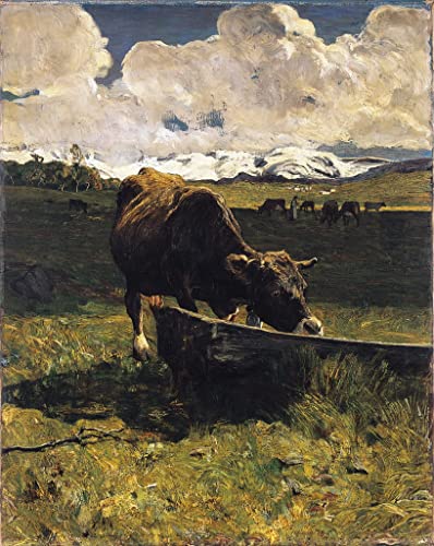 Affiche vache brune Segantini décoration grand salon style campagne chic
