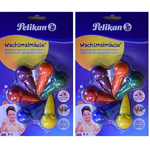 Pelikan 12 Stück Wachsmalmäuse Wachsmalstifte farbig Sortiert gelb blau rot lila orange grün Cover