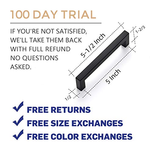 Ravinte 30 Pack 5 Inch Kitchen Square Cabinet Handles Matte Black Cabinet Pulls Black Drawer Pulls Kitchen Cabinet Hardware Kitchen Handles for Cabinets Cupboard Handles Drawer Handles