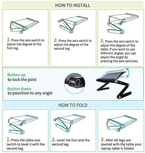Miniatura 8 de Soporte ergonómico y portátil de escritorio para computadora portátil bandeja plegable para cama sofá altura y ángulo totalmente ajustable con