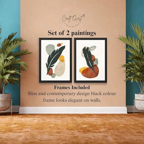 Image of CRAFT QUEST Wall Art Decor Paintings | Set of 2 BOTONICAL Wall Art Frames for Home Decoration | Ideal for Living Room, Bedroom & Office (Black, 10 X 13 Inches Each Frame)
