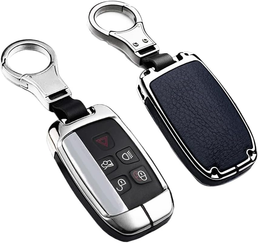 Zinc Alloy Leather Key Fob Case Cover Jacket Holder Keyless Remote Control Key Housing-Black Red