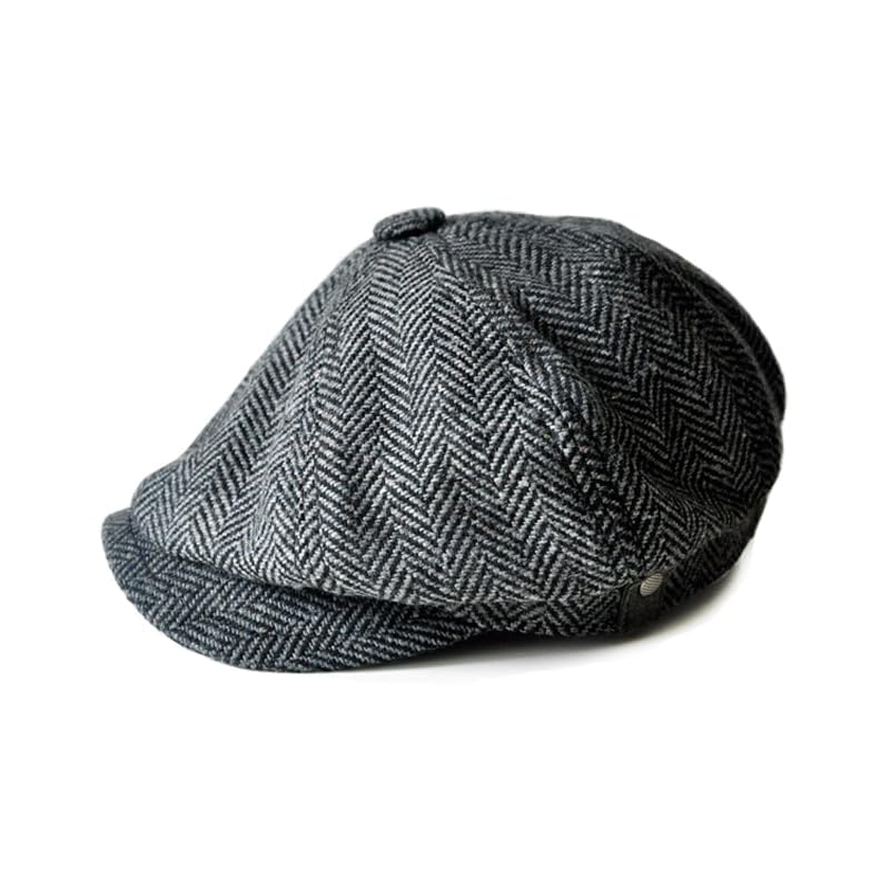 AQEOMC Newsboy Hats for Men Newsboy Cap British Style 8 Panel Newsboy Flat Cap Ivy Caps Cabbie Driving Hat Black