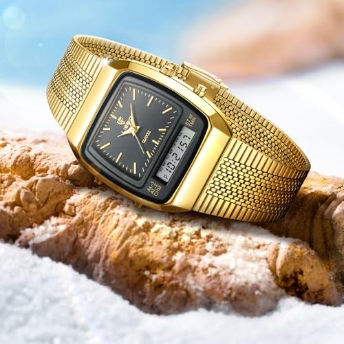 Montre analogique à quartz lisible et robuste avec double affichage