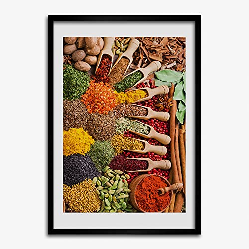 Cadre photo 50x70 cm Tulup en bois MDF avec affiche d'épices pour cuisine