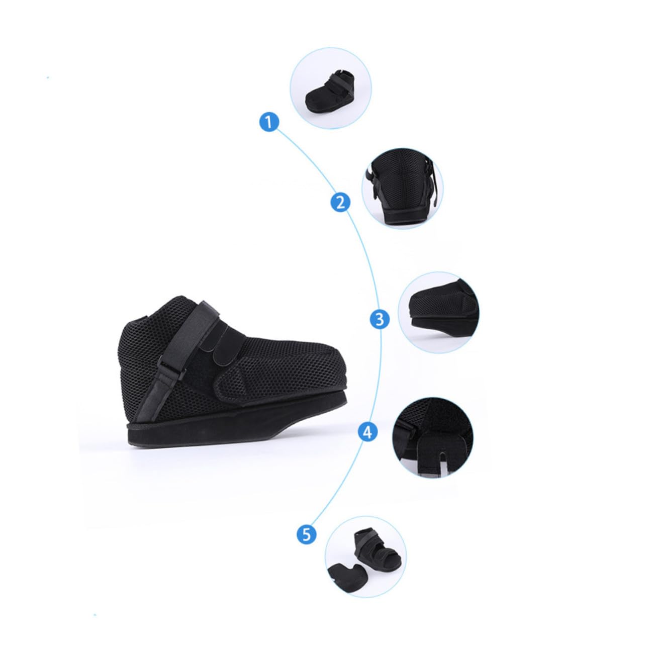 Foot Decompression Shoes Adjustable Postoperative Walking Boots for Broken Toe and Foot Fractures Sole with Firm Fixation Strap S Comfortable Support for Injury