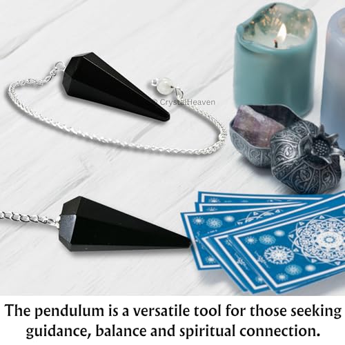 Image of Black Agate Pendulum Dowsing Tool - Natural Crystal Pendulum for Spiritual Guidance - Premium Dowser Pendulum for Accurate Divination and Energy Healing - Perfect for Energy Healing and Chakra Balancing - Handcrafted with Precision and Elegance