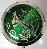 Purse Handbag Double Compact Cosmetic Mirror - Butterfly - Green