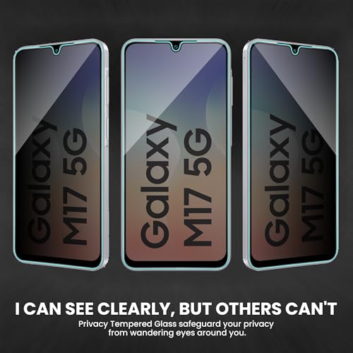 Image of ArmourPro Privacy Tempered Glass for Samsung Galaxy M17 - Anti-Spy Anti Peeping Screen Protector, 9H Hardness, Edge-to-Edge Coverage, Ultra Thin, Bubble-Free Installation Kit | Black