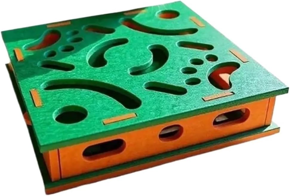 Interactive Cat Nail File Box with Bell Ball - Claw Grinder & Scratch Puzzle for Kittens and Small to Medium Dogs(Green)
