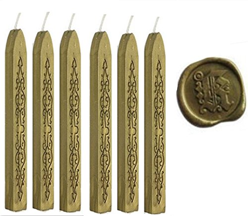 MNYR 6pcs Bronze Wax Sticks with Wicks for Decorative Wedding Invitations Wax Seal Sealing Stamp Gift Cards Sealing Wax