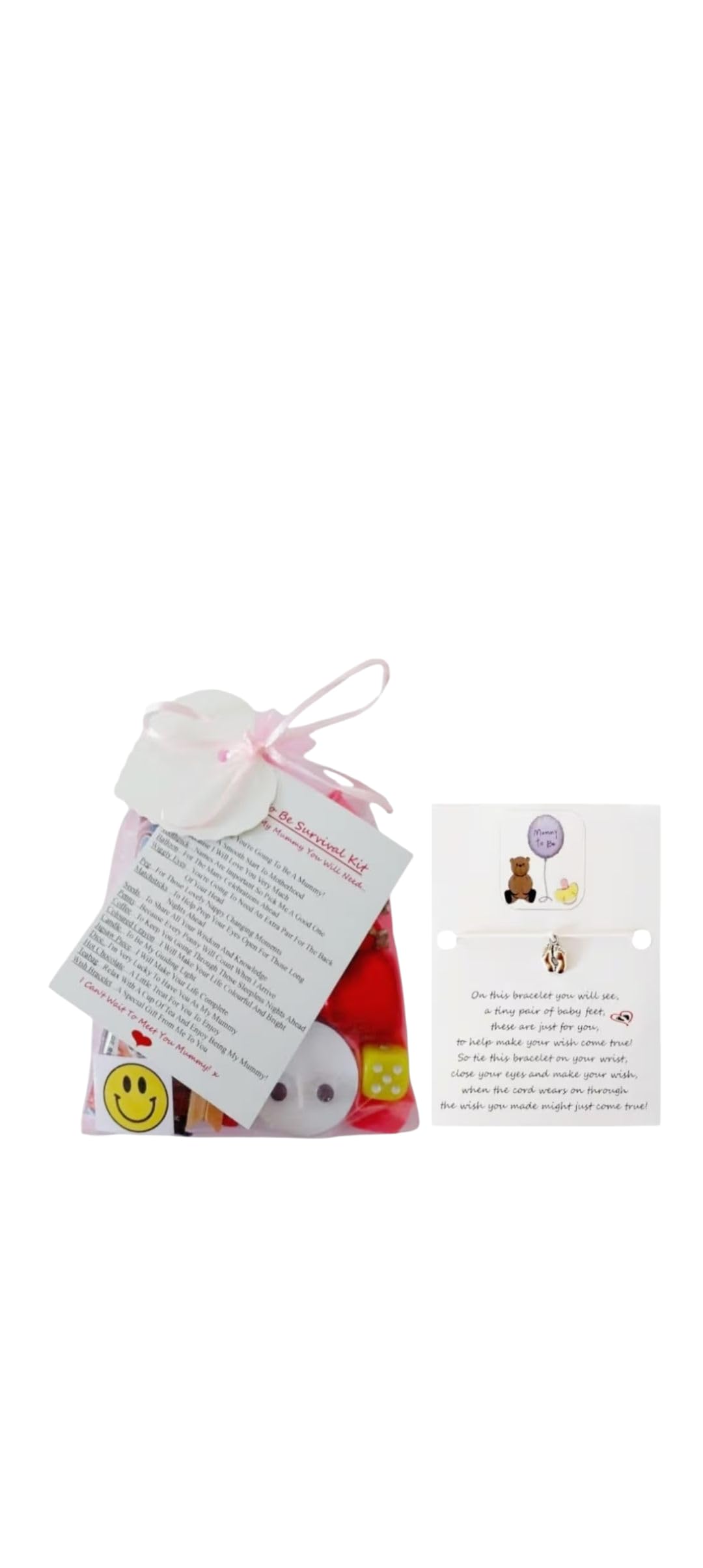 New Mummy to Be Gift from The Baby/Bump, Novelty Survival Kit, Includes Keepsake, Charm Wish Bracelet and All Contents, Fun, Greeting Card Alternative