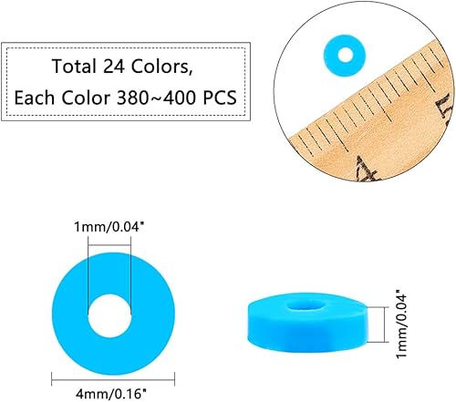 Miniatura 3 de PH PandaHall 9120 cuentas de arcilla Heishi, cuentas de disco de vinilo de 0.157 pulgadas, 24 colores, cuentas de arcilla polimérica, cuentas planas